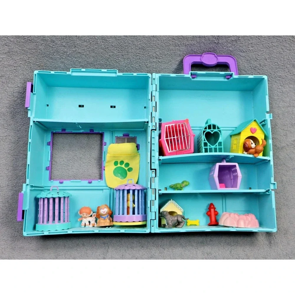 Vintage1992 Littlest Pet Shop Kenner Blue Carry Case Playset‎ Toy Pets Figures